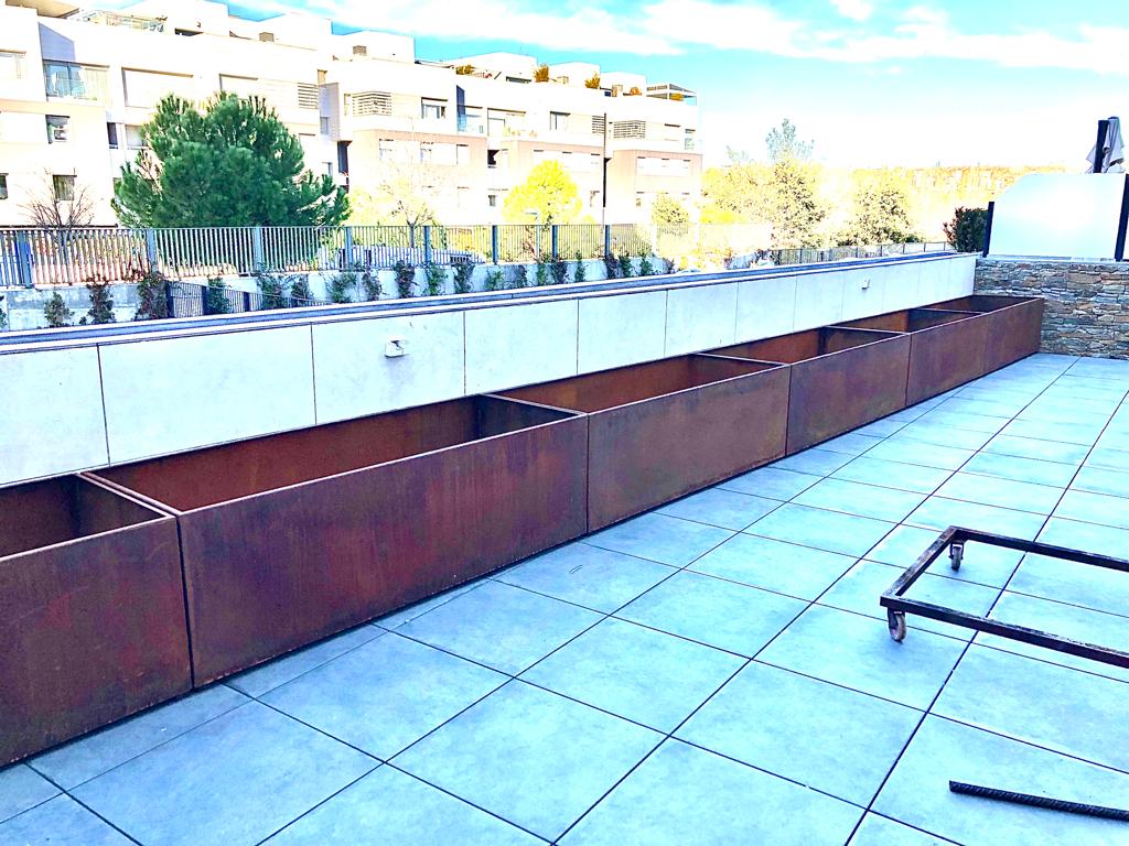 jardinera acero corten rectangular