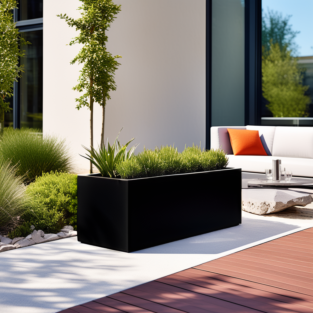jardinera de acero galvanizado lacada de color negro