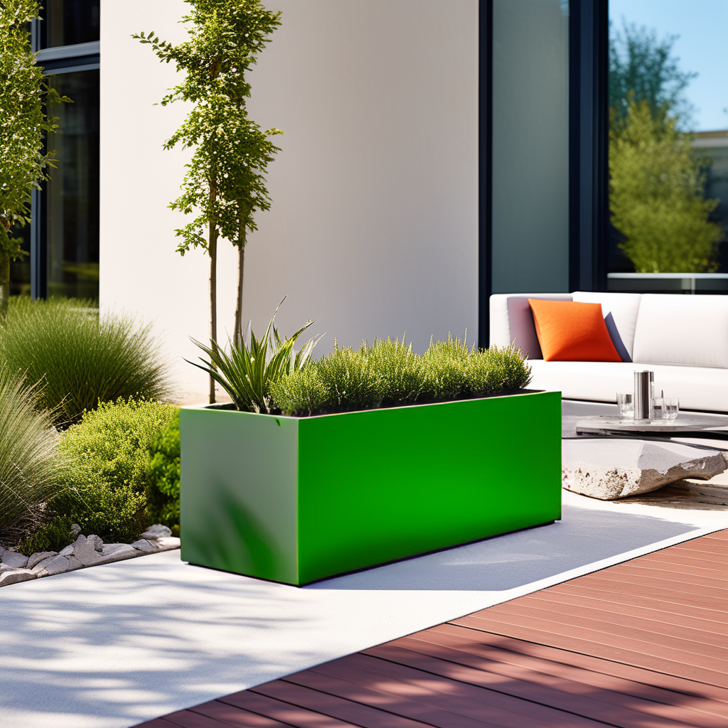 jardinera de acero galvanizado lacada de color verde